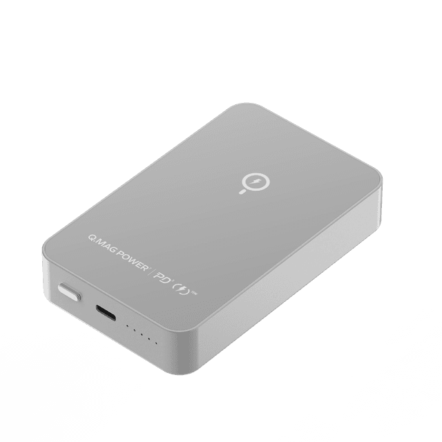 شاحن متنقل لاسلكي 10000 ميلي أمبير متوافق مع ماغ سيف كيو ماغ باور 7 من موماكس لون فضي Momax  magsafe wireless power bank - 702058