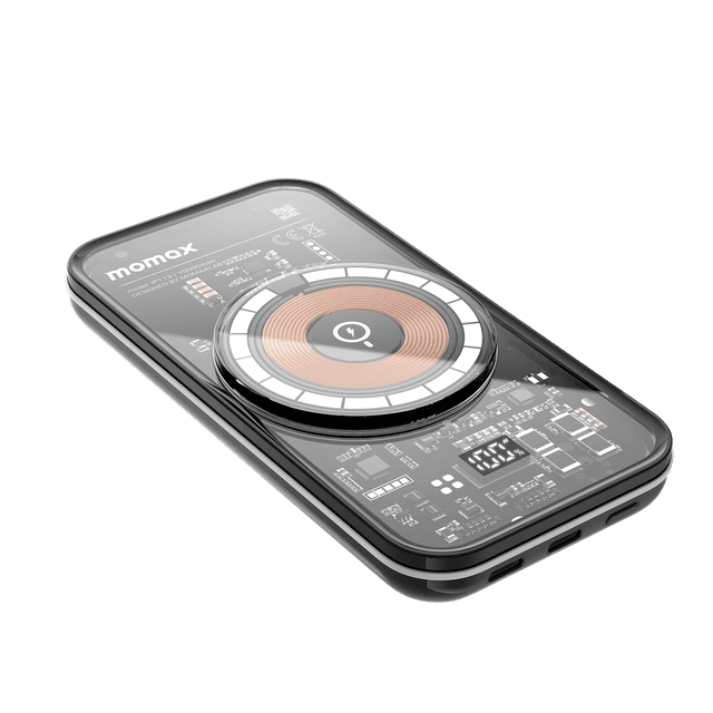 شاحن متنقل لاسلكي 10000 ميلي أمبير باور 13متوافق مع ماغ سيف من موماكس لون أسود Momax  magnetic wireless power bank