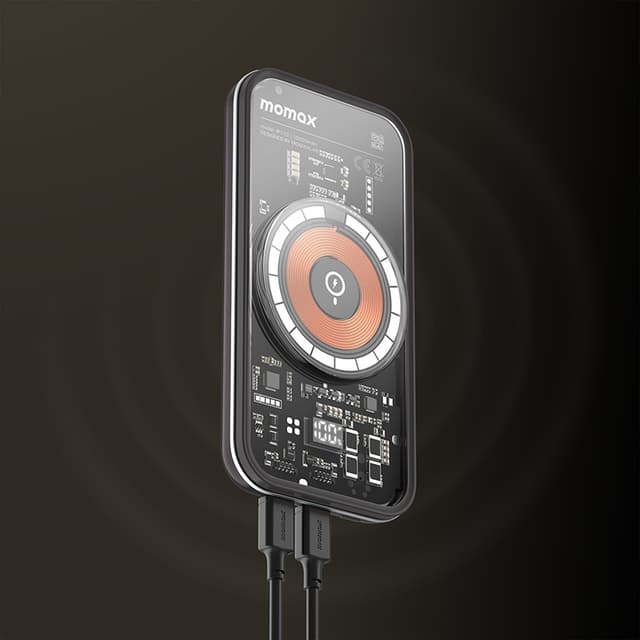شاحن متنقل لاسلكي 10000 ميلي أمبير باور 13متوافق مع ماغ سيف من موماكس لون أسود Momax  magnetic wireless power bank