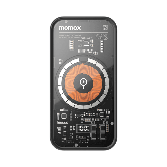 شاحن متنقل لاسلكي 10000 ميلي أمبير باور 13متوافق مع ماغ سيف من موماكس لون أسود Momax  magnetic wireless power bank