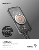 شاحن متنقل لاسلكي 10000 ميلي أمبير باور 13متوافق مع ماغ سيف من موماكس لون أسود Momax  magnetic wireless power bank