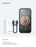شاحن متنقل لاسلكي 10000 ميلي أمبير باور 13متوافق مع ماغ سيف من موماكس لون أسود Momax  magnetic wireless power bank