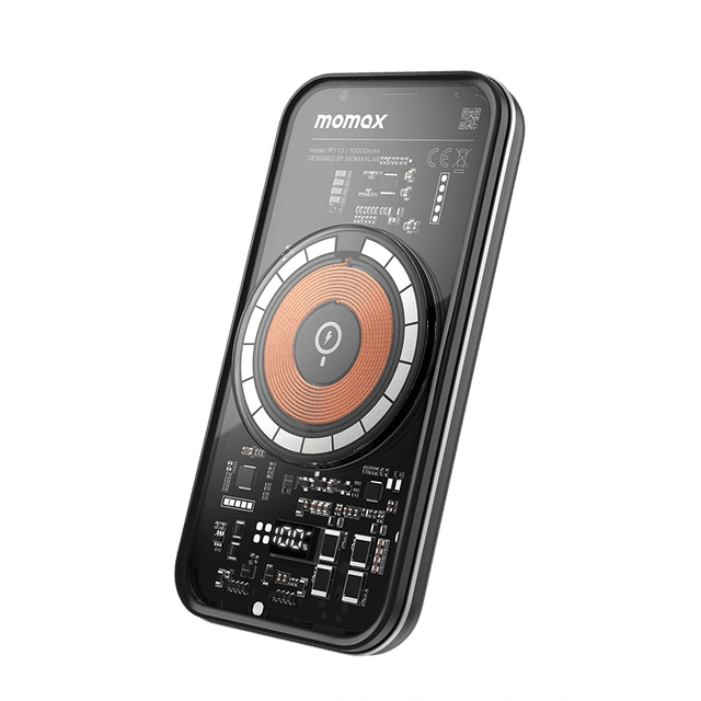 شاحن متنقل لاسلكي 10000 ميلي أمبير باور 13متوافق مع ماغ سيف من موماكس لون أسود Momax  magnetic wireless power bank