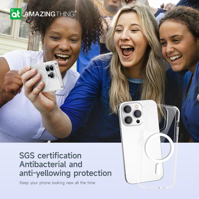 كفر جوال ايفون 14 برو مينيمال 6.1 بوصة ماغ سيف مقاوم للسقوط لون شفاف من أميزنغ ثينغ At iphone 14 pro minimal magsafe drop proof case