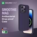 كفر جوال ايفون 14 برو 6.1 بوصة سيليكون ناعم ماغ سيف مقاوم للصدمات لون بنفسجي من أميزنغ ثينغ At iphone 14 pro 6.1''smoothie magsafe drop proof case