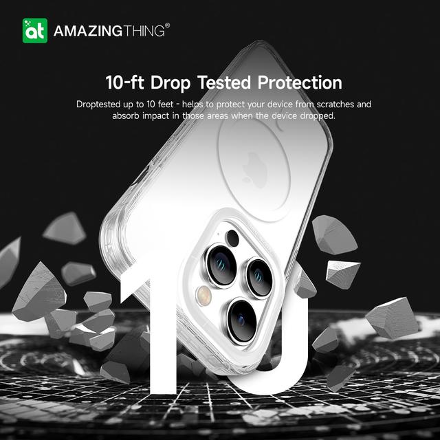كفر جوال ايفون 14 برو 6.1 بوصة تيتان برو ماغ سيف مقاوم للسقوط لون شفاف من أميزنغ ثينغ At iphone 14 pro titan pro magsafe drop proof case purple
