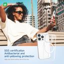 كفر جوال ايفون 14 برو 6.1 بوصة تيتان برو ماغ سيف مقاوم للسقوط لون شفاف من أميزنغ ثينغ At iphone 14 pro titan pro magsafe drop proof case purple