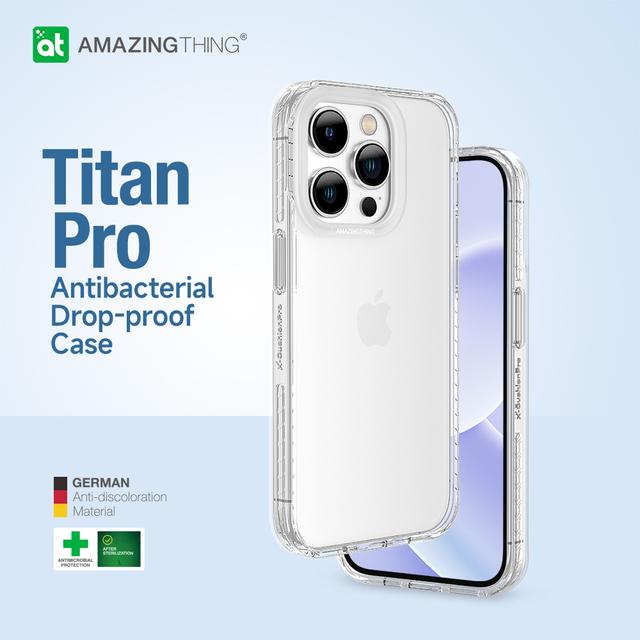 كفر جوال ايفون 14 برو تيتان 6.1 بوصة مقاوم للسقوط لون شفاف من أميزنغ ثينغ At iphone 14 pro titan pro drop proof case