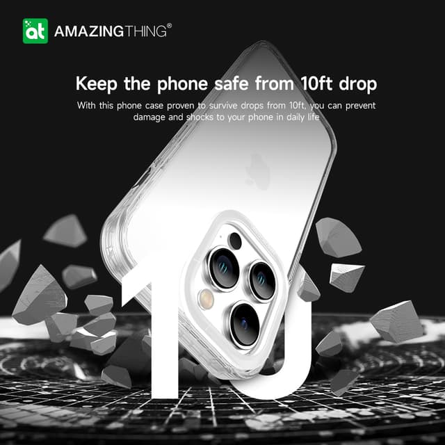 كفر جوال ايفون 14 برو تيتان 6.1 بوصة مقاوم للسقوط لون شفاف من أميزنغ ثينغ At iphone 14 pro titan pro drop proof case