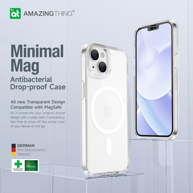 At iphone 14 plus 6.7'' minimal magsafe drop proof case transparent