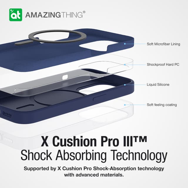 At iphone 14 pro max 6.7''smoothie magsafe drop proof case navy blue