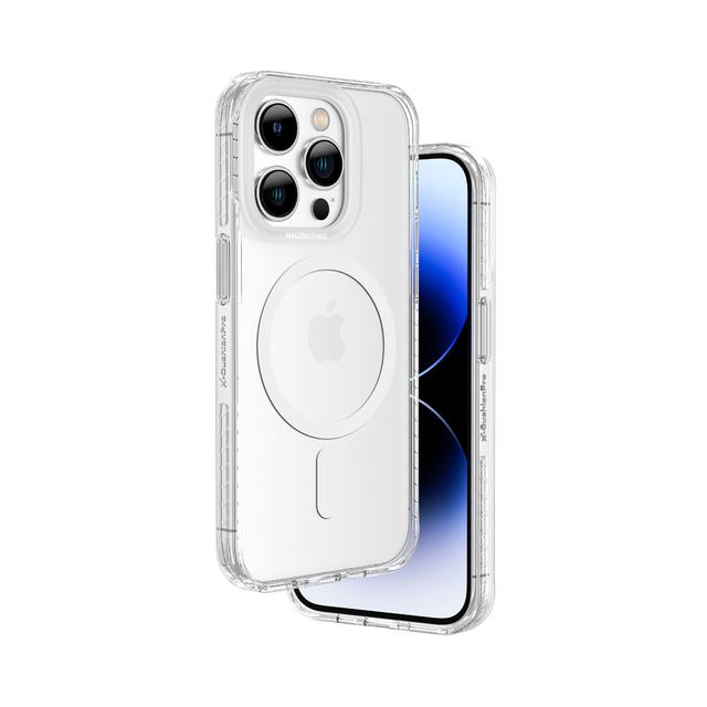 كفر جوال ايفون 14 برو 6.1 بوصة تيتان برو ماغ سيف مقاوم للسقوط لون شفاف من أميزنغ ثينغ At iphone 14 pro titan pro magsafe drop proof case purple