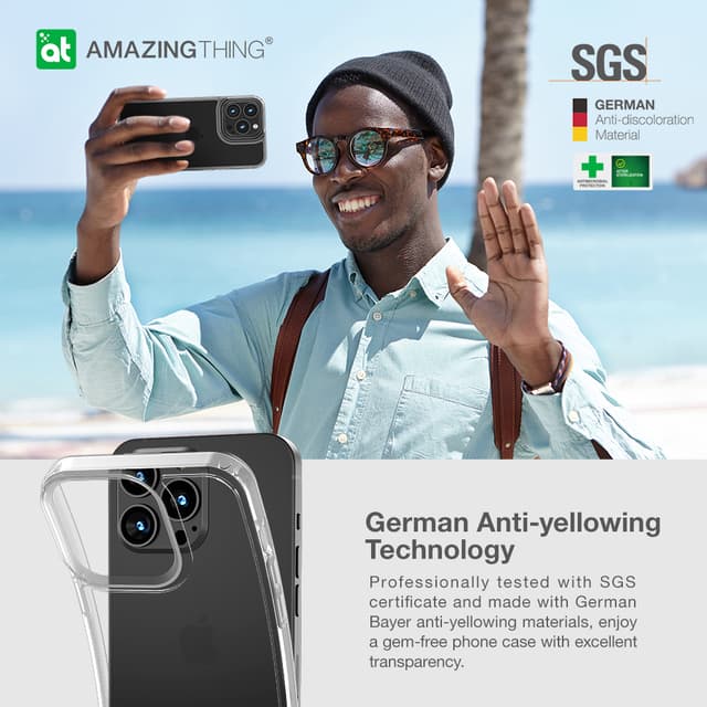 At iphone 13 6.7" pro minimal drop proof case clear