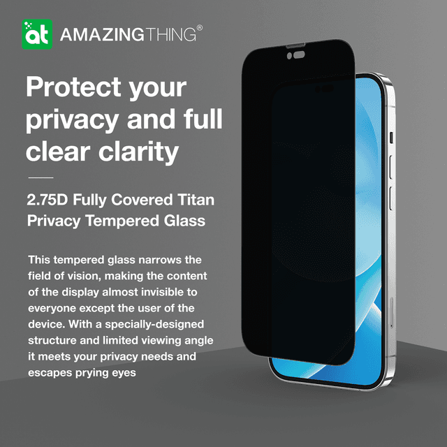 At iphone 14 6.1'' 2.75d dust filter titan privacy glass privacy - SW1hZ2U6MTQ2MDg0MA==