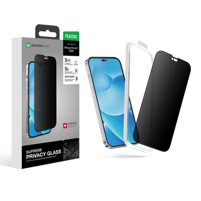 شاشة الملاقيف شاشة حماية زجاجية كاملة التغطية لايفون 14 برو 2.75 دي من أميزنغ ثينغ At iphone 14 pro fully covered radix privacy glass privacy