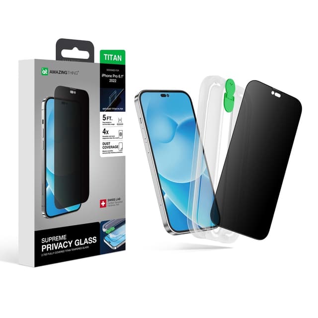 شاشة الملاقيف شاشة حماية زجاجية 2.75 دي للايفون 14 من أميزنغ ثينغ مع فلتر مانغ غبار للسبيكر At iphone 14 dust filter titan privacy glass privacy
