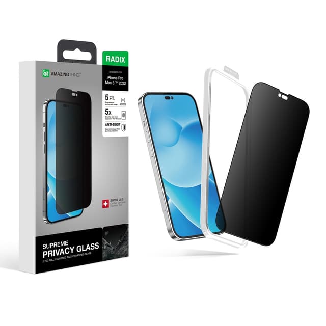 شاشة الملاقيف شاشة حماية زجاجية كاملة لايفون 14 برو ماكس 6.7 بوصة 2.75 دي لحماية الخصوصية من أميزنغ ثينغ At iphone 14 pro max fully covered radix privacy glass privacy