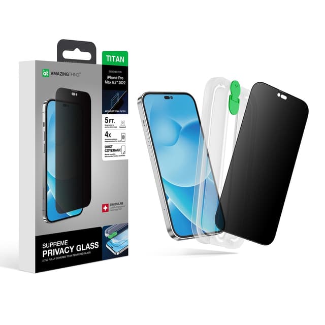 شاشة الملاقيف شاشة حماية زجاجية لايفون 14 بلس 2.75 دي من أميزنغ ثينغ At iphone 14 plus 6.7'' 2.75d dust filter titan privacy glass privacy