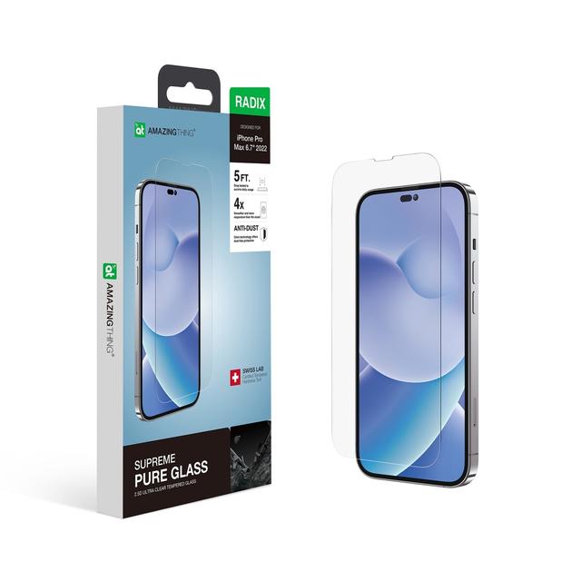 شاشة حماية زجاجية لايفون 14 برو ماكس 2.5 دي من أميزنغ ثينغ At iphone 14 pro max pure glass with sleeve packaging clear - SW1hZ2U6MTQ1ODcyMw==