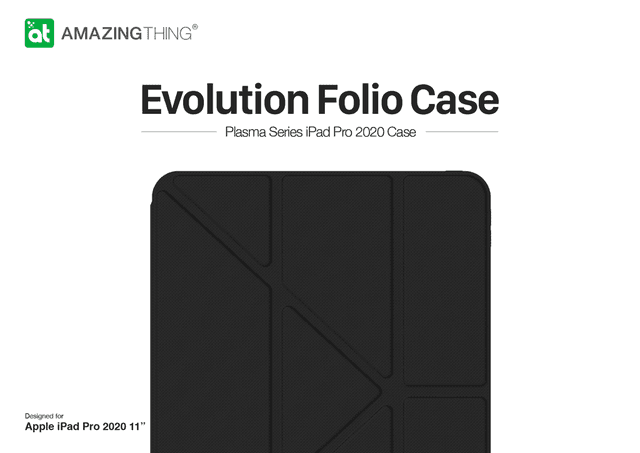 كفر ايباد 2020 ايفوليشن فوليو المضاد للبكتريا 11 بوصة من اميزنغ ثينغ لون أسود At evolution folio case for ipad pro 11"2020 - SW1hZ2U6MTQ2MTUxMQ==