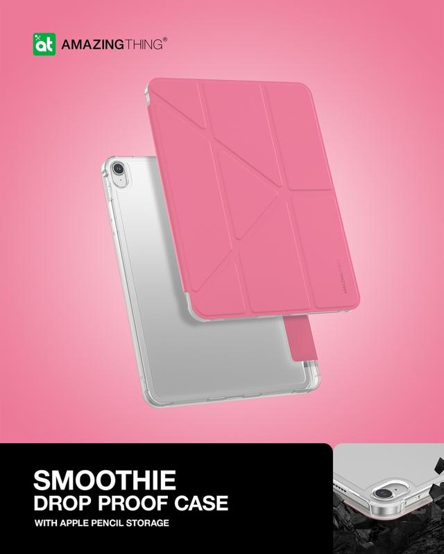 كفر ايباد اير 5 2022 مقاوم للصدمات 10.9 بوصة سموثي من أميزنغ ثينغ لون وردي At smoothie drop proof case for ipad air 5 2022