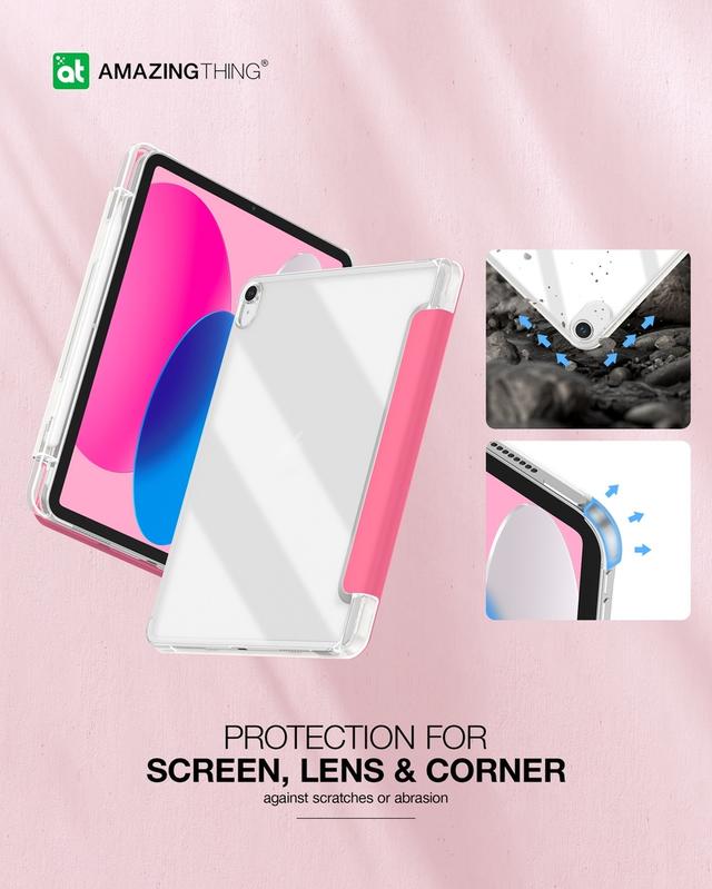 كفر ايباد اير 5 2022 مقاوم للصدمات 10.9 بوصة سموثي من أميزنغ ثينغ لون وردي At smoothie drop proof case for ipad air 5 2022