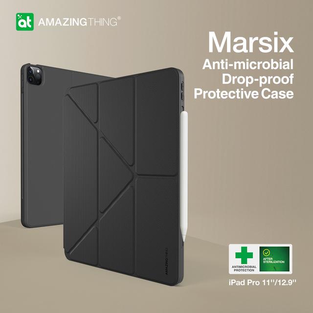كفر ايباد 2021 مارسيكس فوليو مضاد للبكتيريا من أميزنغ ثينغ لون أسود At anti bacterial marsix folio case for ipad 2021