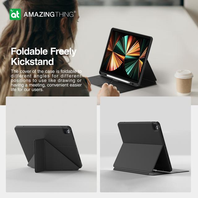 كفر ايباد 2021 مارسيكس فوليو مضاد للبكتيريا من أميزنغ ثينغ لون أسود At anti bacterial marsix folio case for ipad 2021