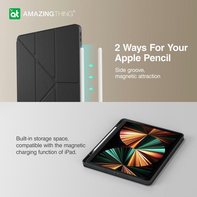 كفر ايباد 2021 مارسيكس فوليو مضاد للبكتيريا من أميزنغ ثينغ لون أسود At anti bacterial marsix folio case for ipad 2021