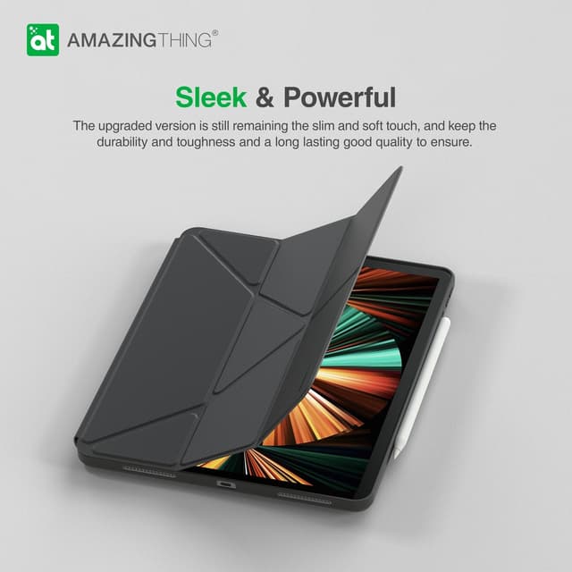 كفر ايباد 2021 مارسيكس فوليو مضاد للبكتيريا من أميزنغ ثينغ لون أسود At anti bacterial marsix folio case for ipad 2021