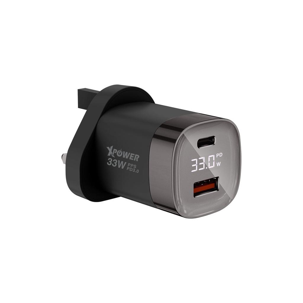 Xpower wc33 33w pps and pd led display wall charger black