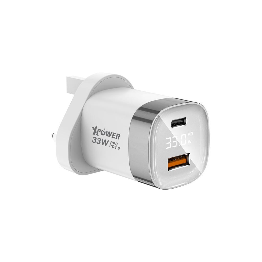 Xpower wc33 33w pps and pd led display wall charger white