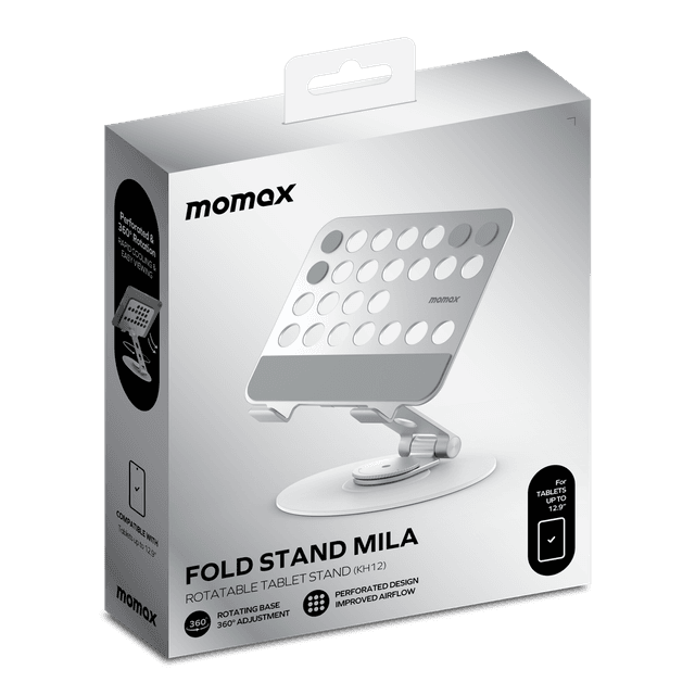 ستاند تابلت ميلا قابل للطي والتدوير من موماكس لون فضي Momax fold stand mila rotatable tablet stand - SW1hZ2U6MTQ1ODQwMQ==