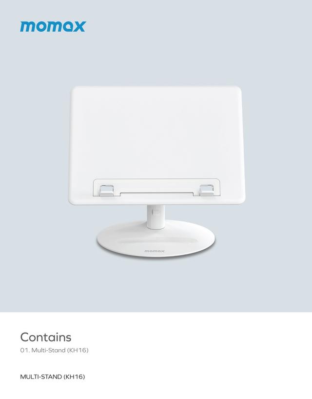 ستاند متعدد الاستخدامات للقراءة واللابتوب والتابلت من موماكس لون أبيض Momax multi stand adjustable reading stand for laptops & tablets - SW1hZ2U6MTQ2MDA2Ng==