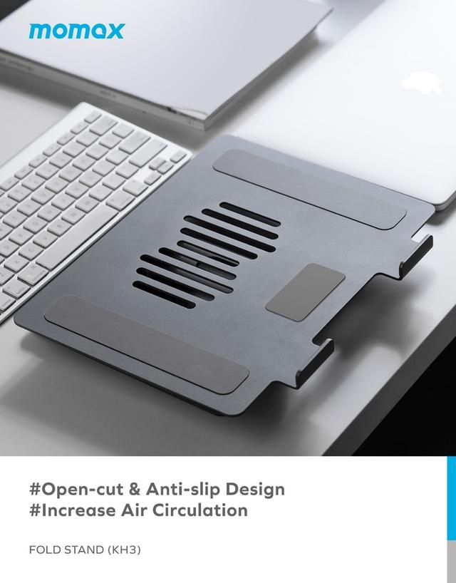 Momax adjustable stand for laptop and tablet space grey