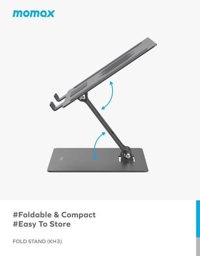 Momax adjustable stand for laptop and tablet space grey