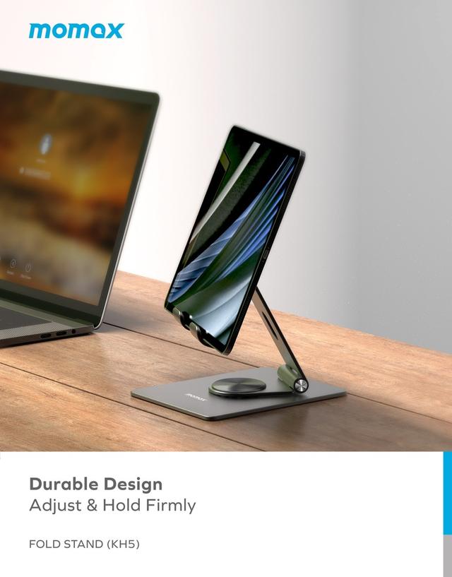 ستاند جوال وايباد قابل للطي من موماكس لون رمادي Momax fold stand rotatable phone and tablet stand space - SW1hZ2U6MTQ1OTU1OQ==