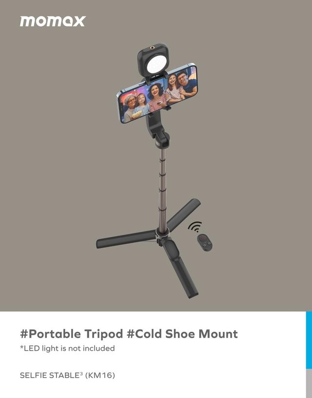 ترايبود جوال للسيلفي من موماكس لون أسود Momax selfie stable3 smartphone gimbal tripod - SW1hZ2U6MTQ1ODY3Mg==