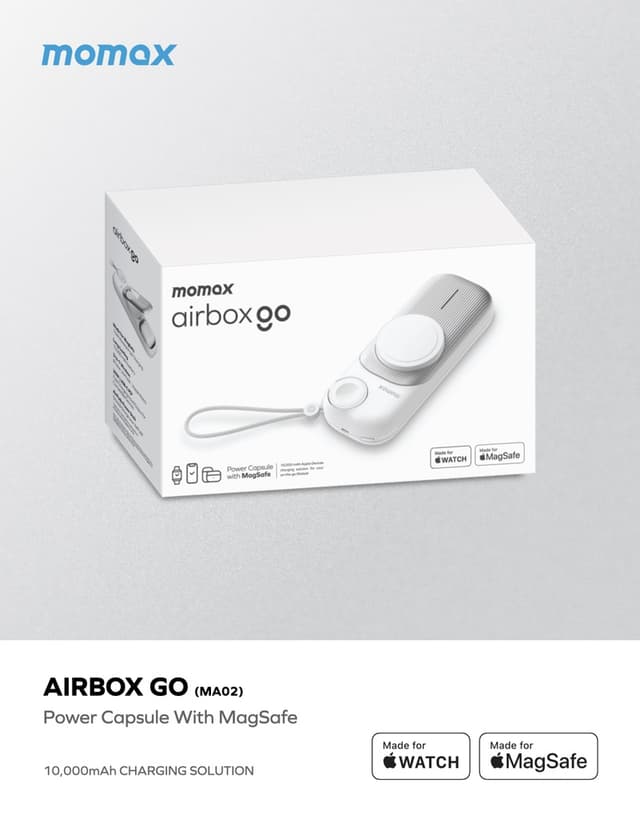Momax airbox go power capsule with magsafe 10000mah apple 15w fast charger white