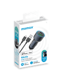 Momax move 67w dual port car charger + 1mtr a to l cable space grey - SW1hZ2U6MTQ1Nzk5MA==