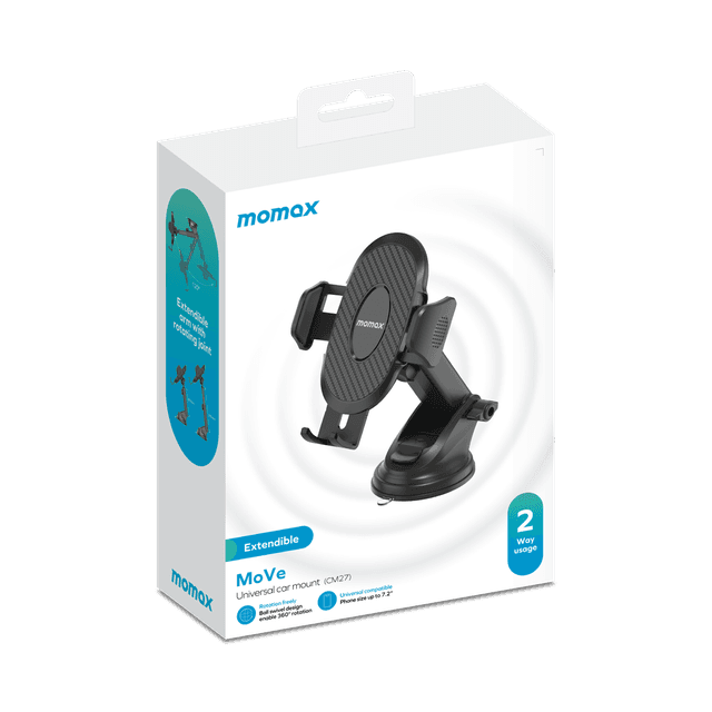 ستاند جوال للسيارة موف يونيفيرسال من موماكس لون أسود Momax move universal car mount - SW1hZ2U6MTQ1OTE5OQ==