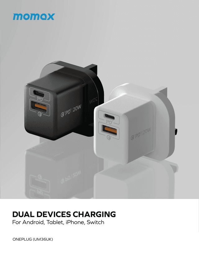 Momax oneplug 20w 2 port mini wall charger white - SW1hZ2U6MTQ1NzY4NA==