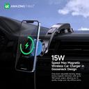 شاحن لاسلكي مغناطيسي للسيارة 15 وات ماغ سيف من أميزنغ ثينغ لون أسود At speed max magnetic 15w car mount dashboard - SW1hZ2U6MTQ2MjQ4MQ==