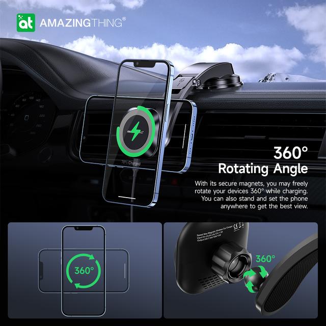 At speed max magnetic 15w car mount dashboard black - SW1hZ2U6MTQ2MjQ3OQ==