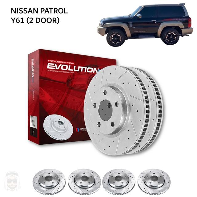 Nissan Patrol Y61 VTC (2-door) - Drilled and Slotted Brake Disc Rotors by PowerStop Evolution - SW1hZ2U6MTkxOTc0Mw==