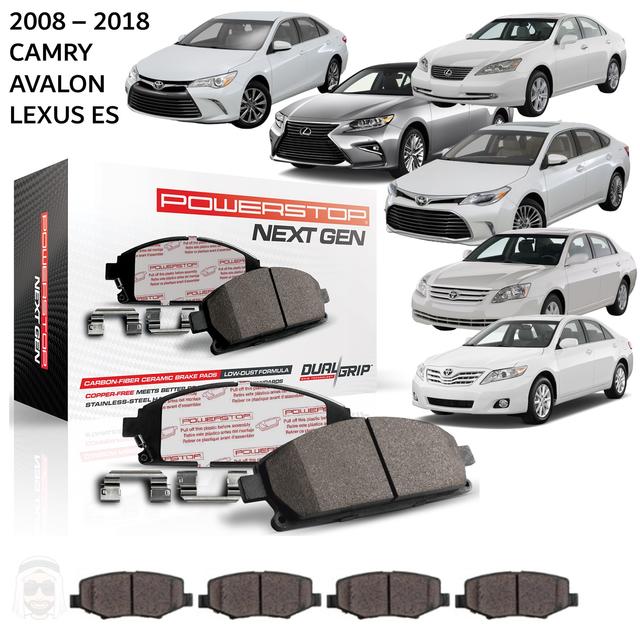 Toyota Camry Avalon Lexus ES 2008 to 2018 - Carbon Fiber Ceramic Brake Pads by PowerStop NextGen - SW1hZ2U6MTkxOTYyNQ==