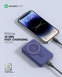 شاحن متنقل ماغ سيف ثاندر برو ماغ بي دي 10000 ميلي أمبير من أميزنغ ثينغ لون بنفسجي At thunder pro mag pd 10000mah power bank with holder