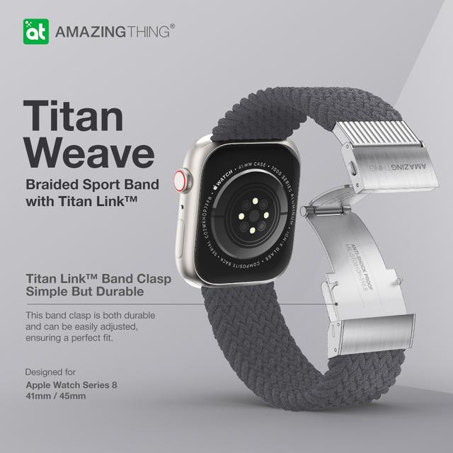 سوار ساعة ابل 42 و44 و45 و49 مم محاك بشكل ضفائر من أميزنغ ثينغ لون رمادي At titan weave band for apple - SW1hZ2U6MTQ2MjM5OA==