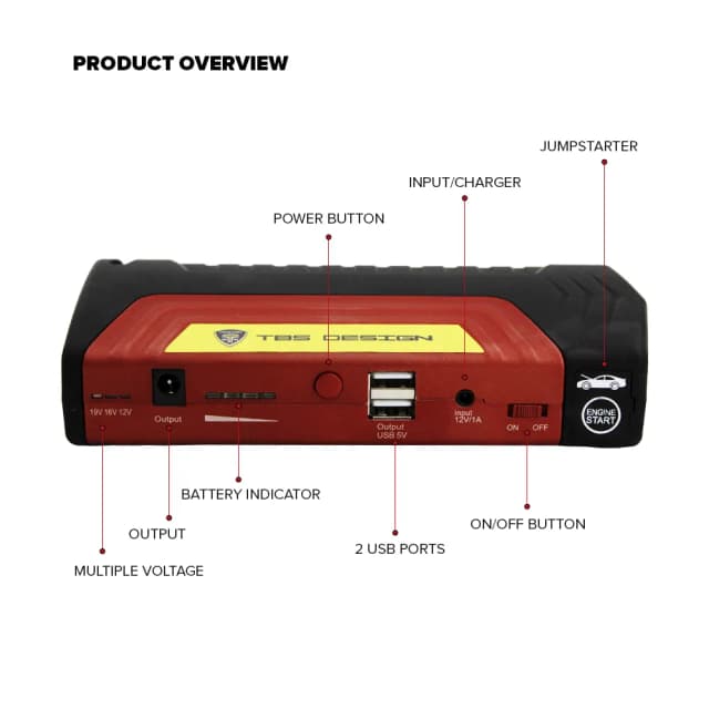 اشتراك سيارة 7800 ميلي امبير مع منفاخ اطارات Toby's TBS 9S Car Jump Starter - 293834