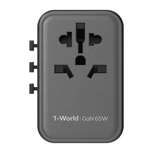 فيش السفر العالمي 65 واط جان من موماكس لون أسود Momax 1world 65w gan ac travel charger